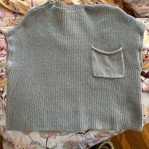 Free People Beach Gray Ribbed Knit Sweater Tee Size Medium cotton Luxury